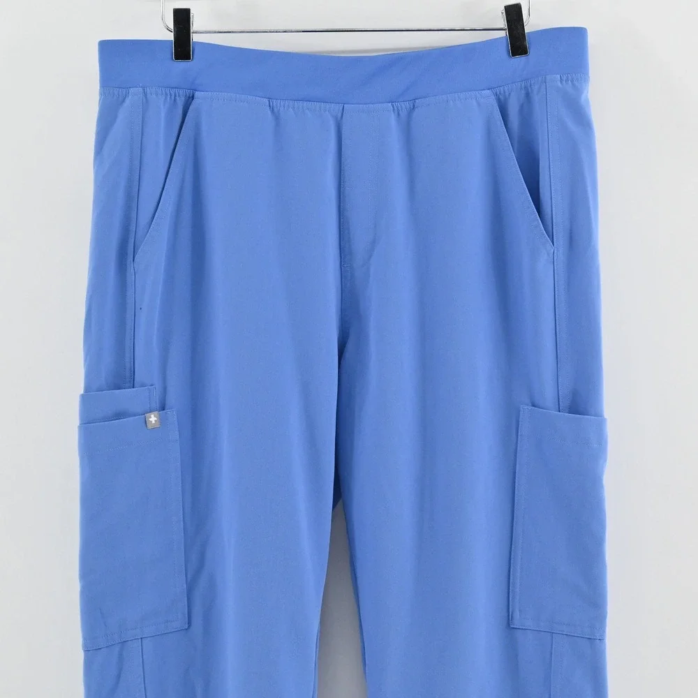 FIGS Mens Axim Technical Collection Scrub Pants Size L Short Blue‎ Cargo T2001S